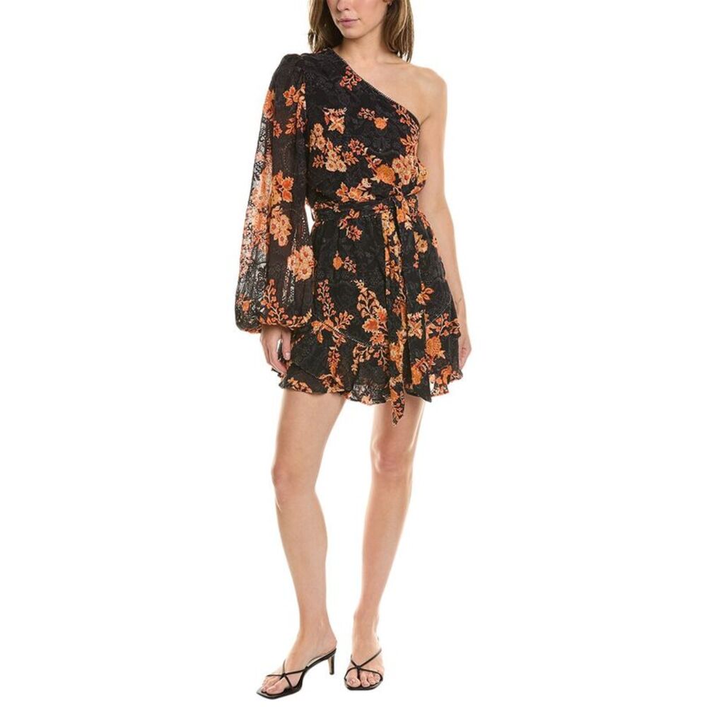 Hemant & Nandita Womens  One-Shoulder Mini Dress, Black